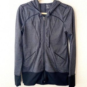 Zella Gray and Black Striped Hoodie